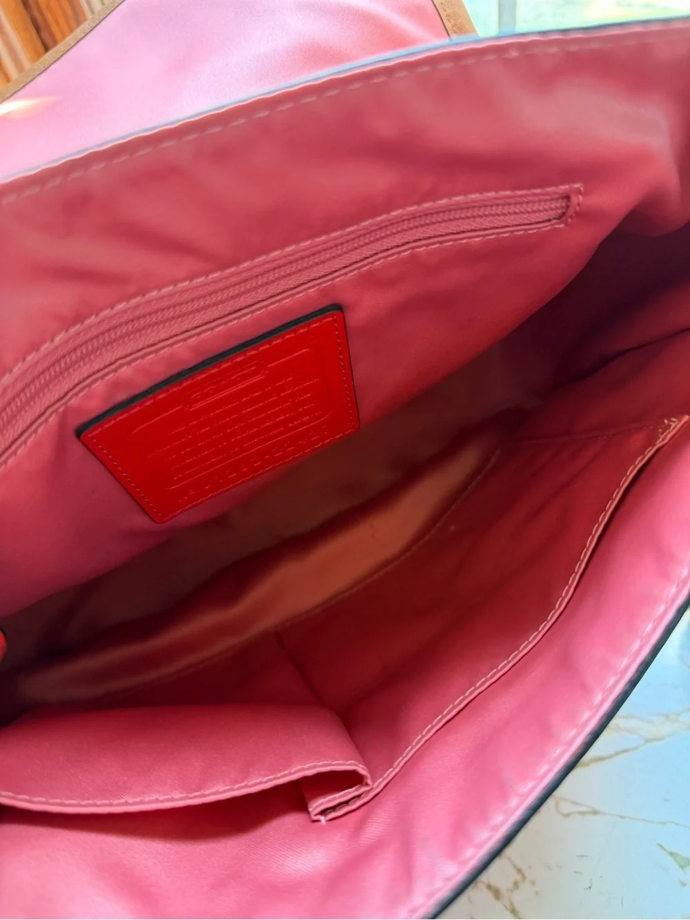 Vintage Coach Poppy Colorblock Dylan Flap Satchel - Red & Orange Leather